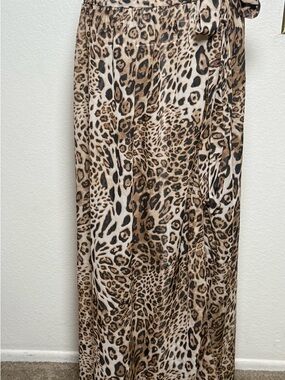 SHEIN Leopard Print Maxi Skirt in Brown and Beige
